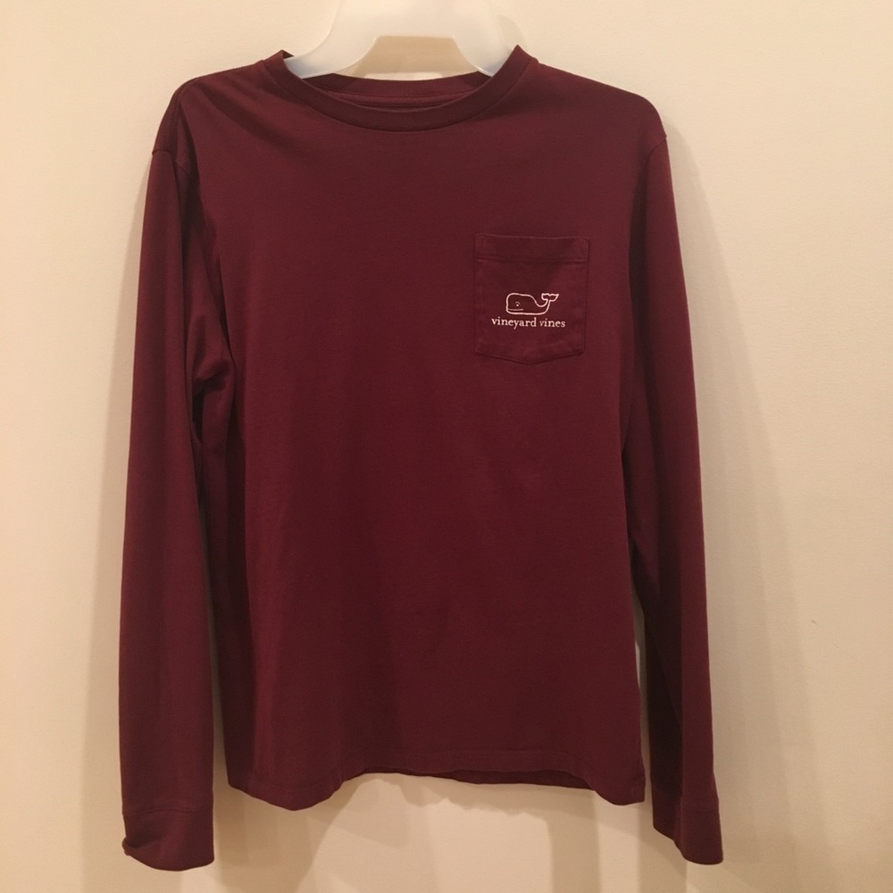 Maroon Long- Sleeve Vintage Whale Graphic t-shirt